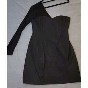 Blaque Label Black Women Dress One Shoulder Lined Corset Top Size Large‎ NWT
